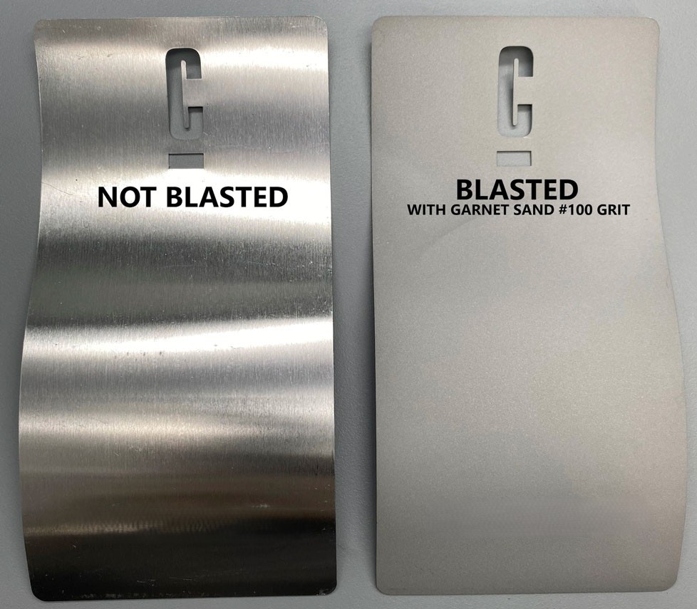 Surface profile comparison before and after aluminum oxide blasting