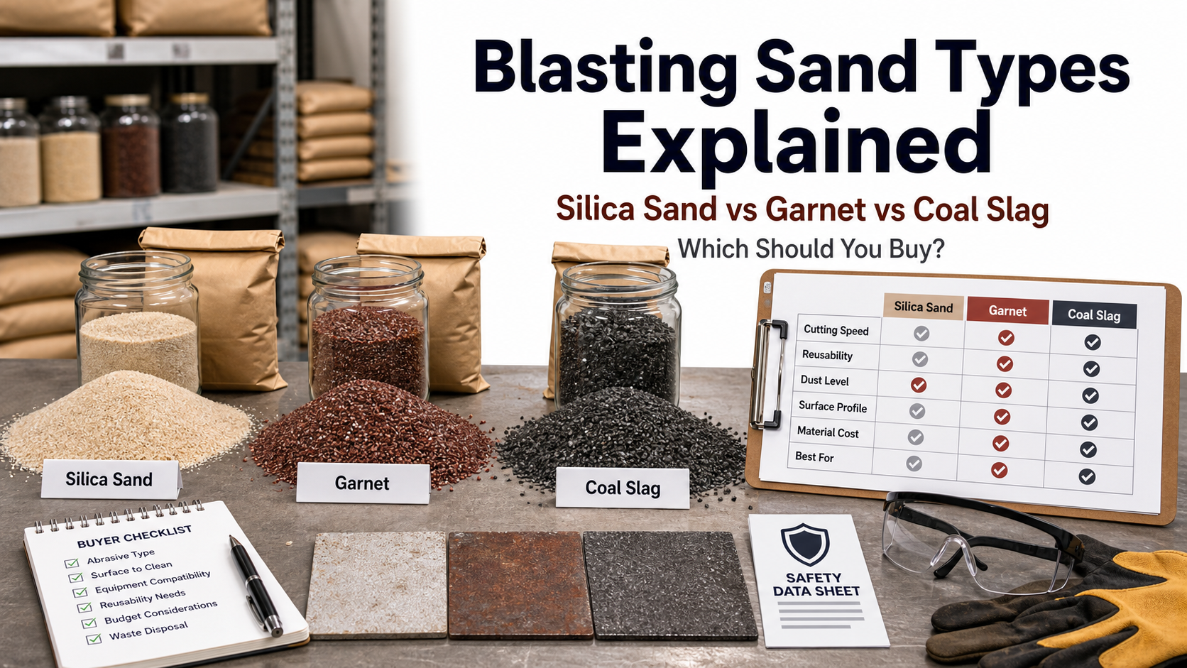 Blasting Sand Types Explained: Silica Sand vs Garnet vs Coal Slag (Which Should You Buy?)