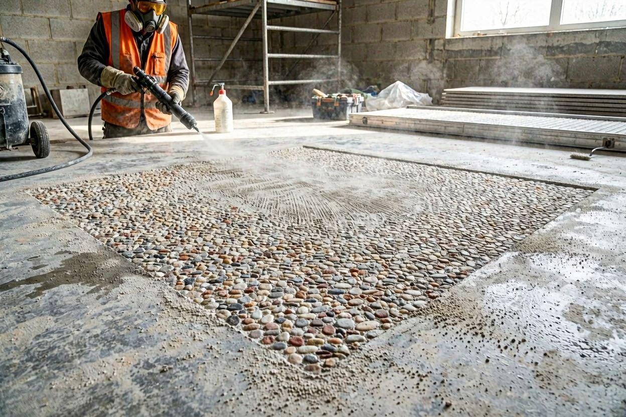 Sand Blasted Concrete: Surface Preparation for Coating & Decorative Exposure