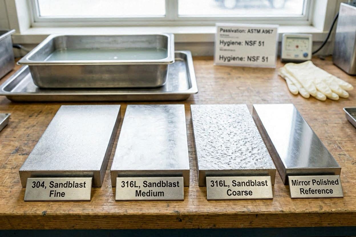 Sand Blasted Stainless Steel: Finish Grades, Passivation & Hygiene Standards