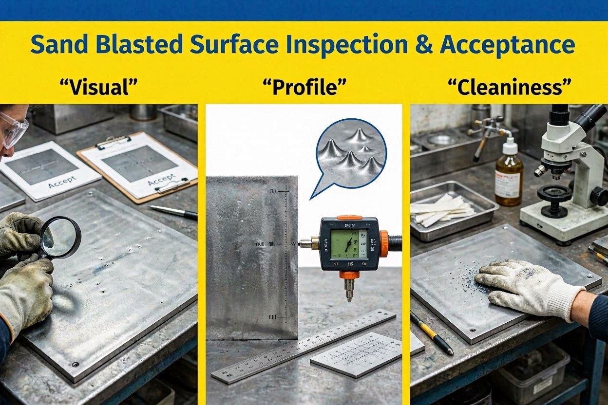 Sand Blasted Surface Inspection & Acceptance Visual Profile Cleanliness Sand Blasted Surface Inspection & Acceptance: Visual + Profile + Cleanliness