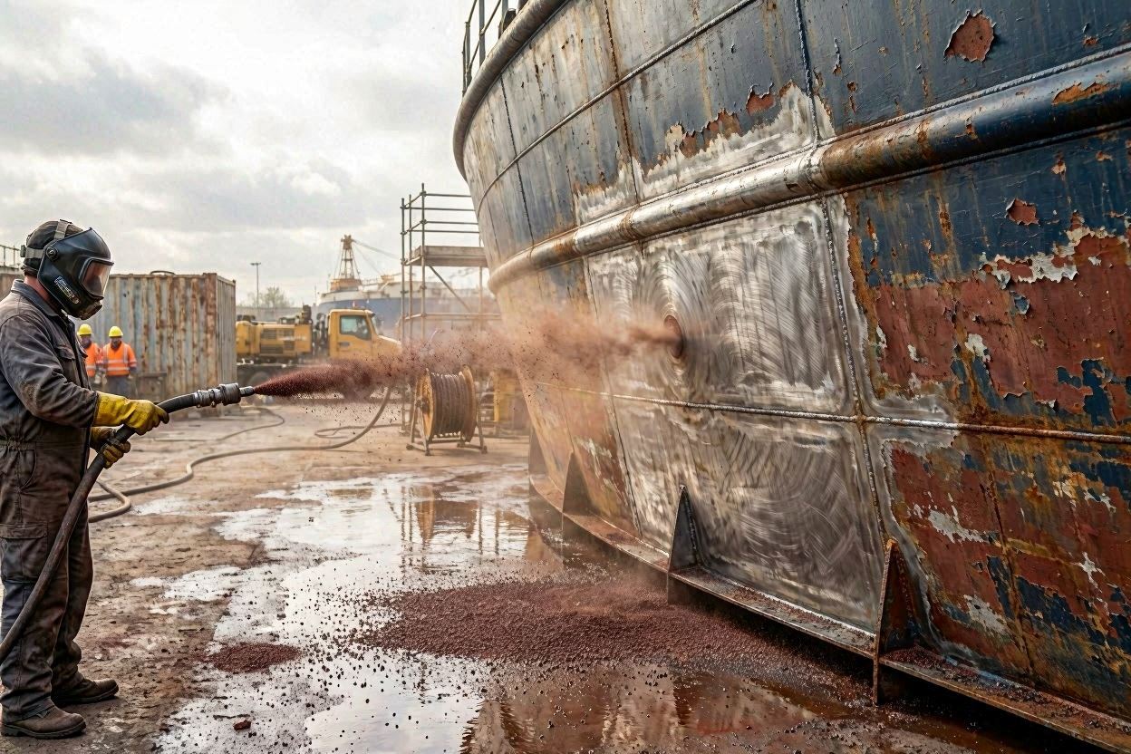 Garnet Blasting for Shipbuilding & Steel Structures