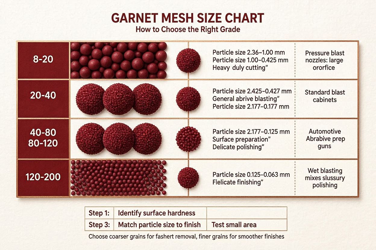 Garnet Mesh Size Chart: How to Choose the Right Grade