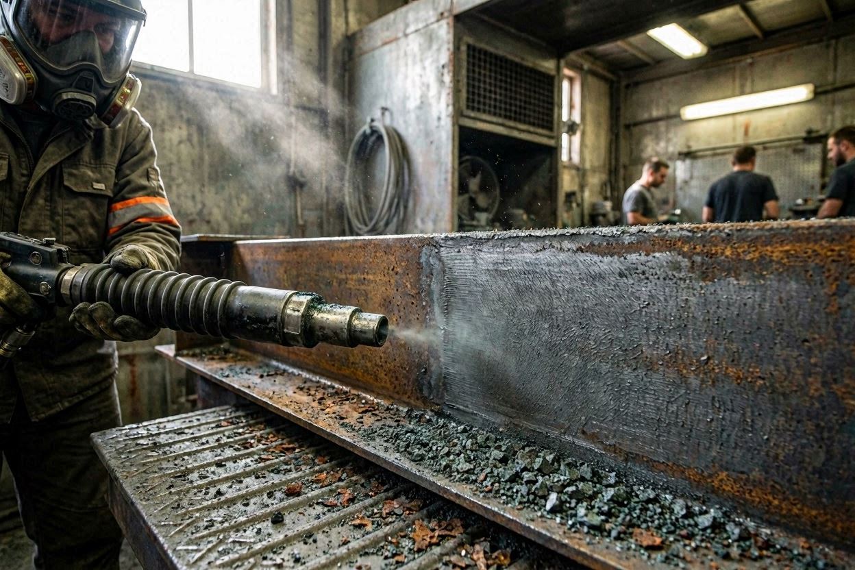 Silicon Carbide Sandblasting for Rust Removal & Surface Profiling on Steel