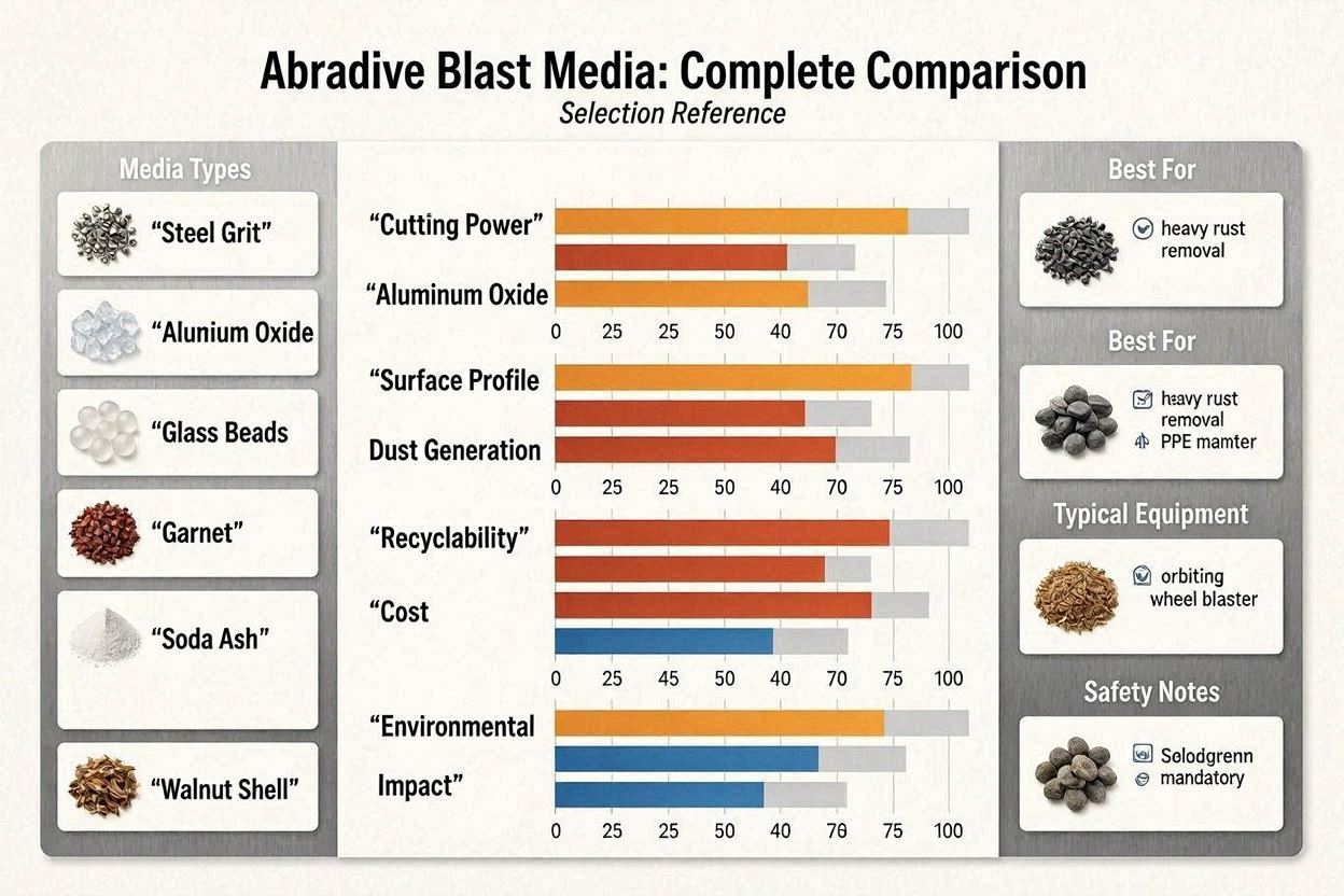Abrasive Blast Media Chart: The Complete Comparison and Selection Reference