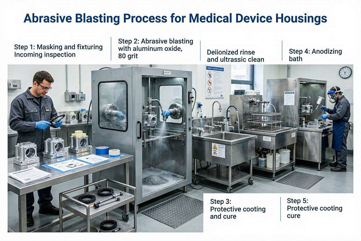 Abrasive Blasting Medical Device Housings Before Anodizing and Protective Coating: Process Guide