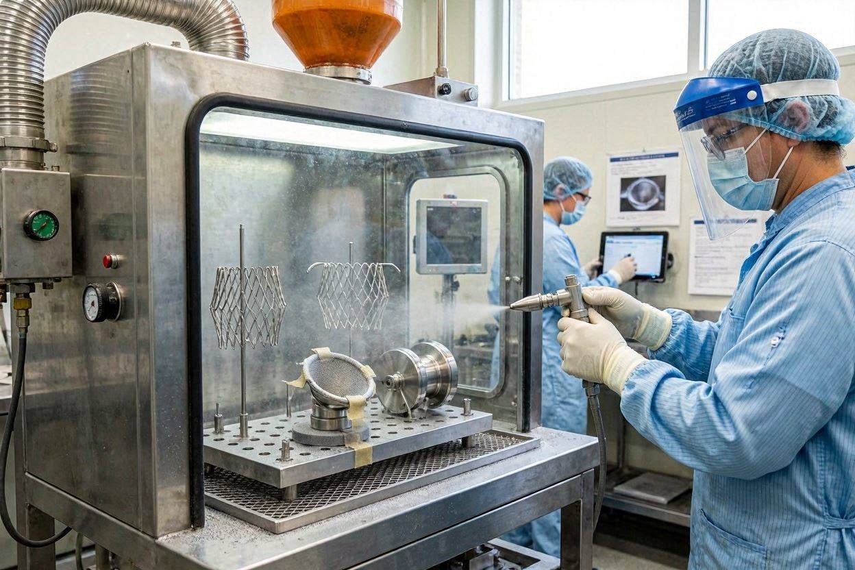 Abrasive Blasting for Cardiovascular Medical Devices: Stents, Heart Valves, and VAD Components