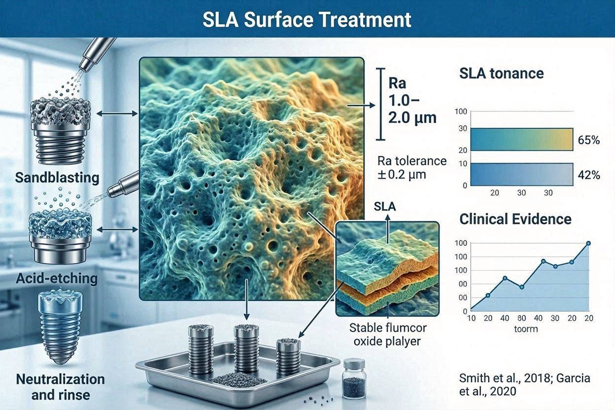 Dental Implant Surface Treatment: The SLA Blasting and Acid-Etching Process, Ra Specifications, and Clinical Evidence