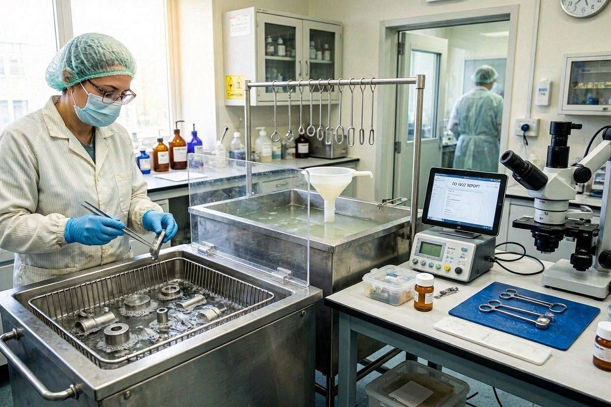 Post-Blast Cleaning for Medical Devices: Ultrasonic Cleaning, Passivation, and ISO 16232 Cleanliness Verification