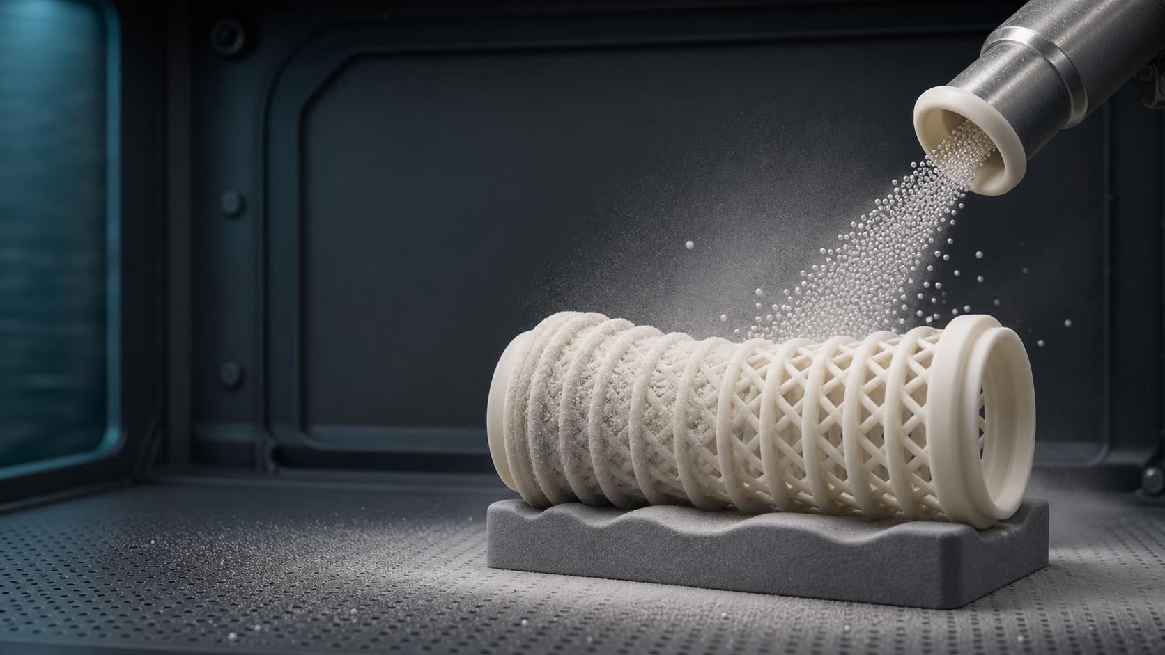 Ceramic Bead Blasting TPU Flexible SLS Parts: Gentle Depowdering Without Deformation